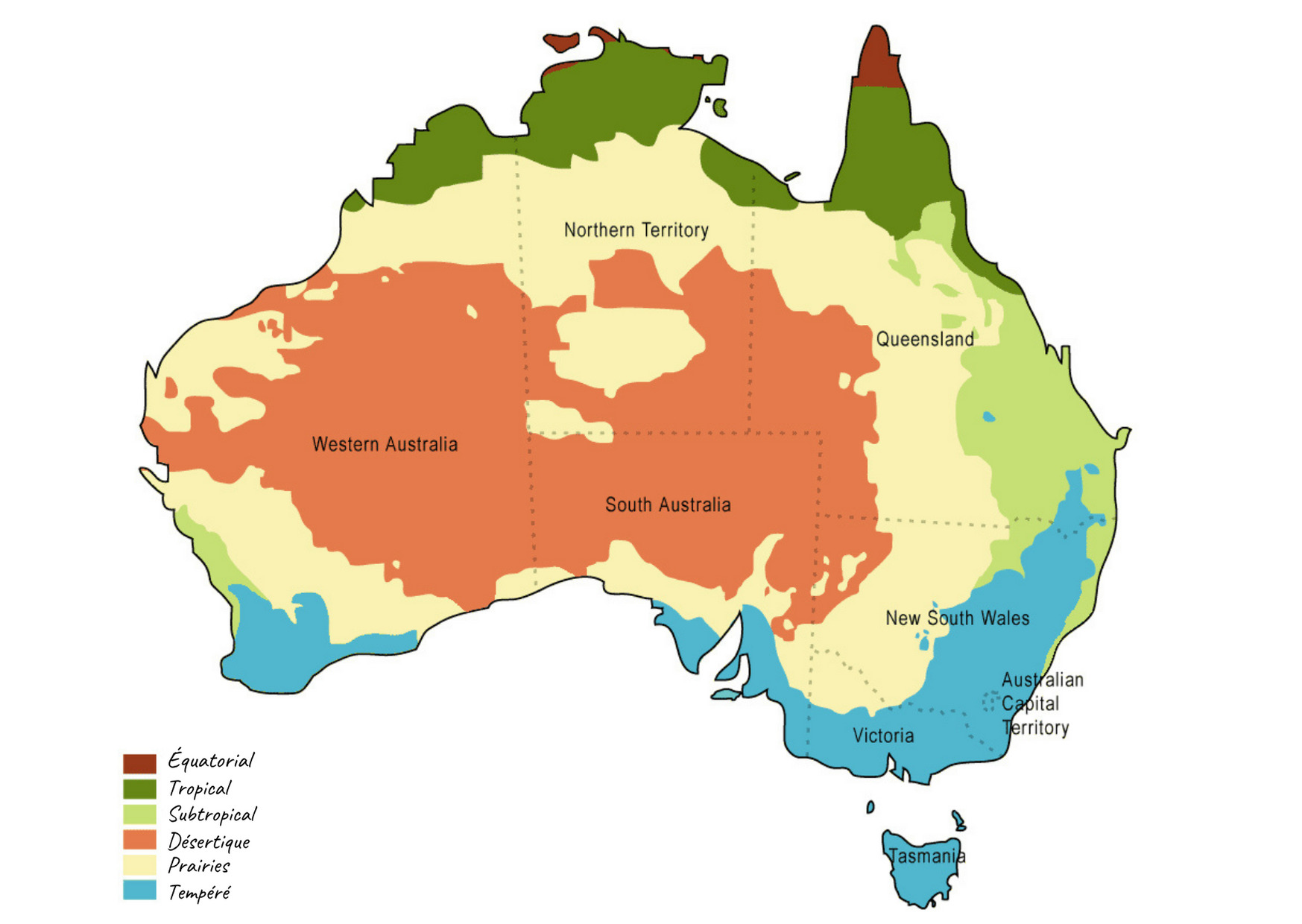 carte climat australie