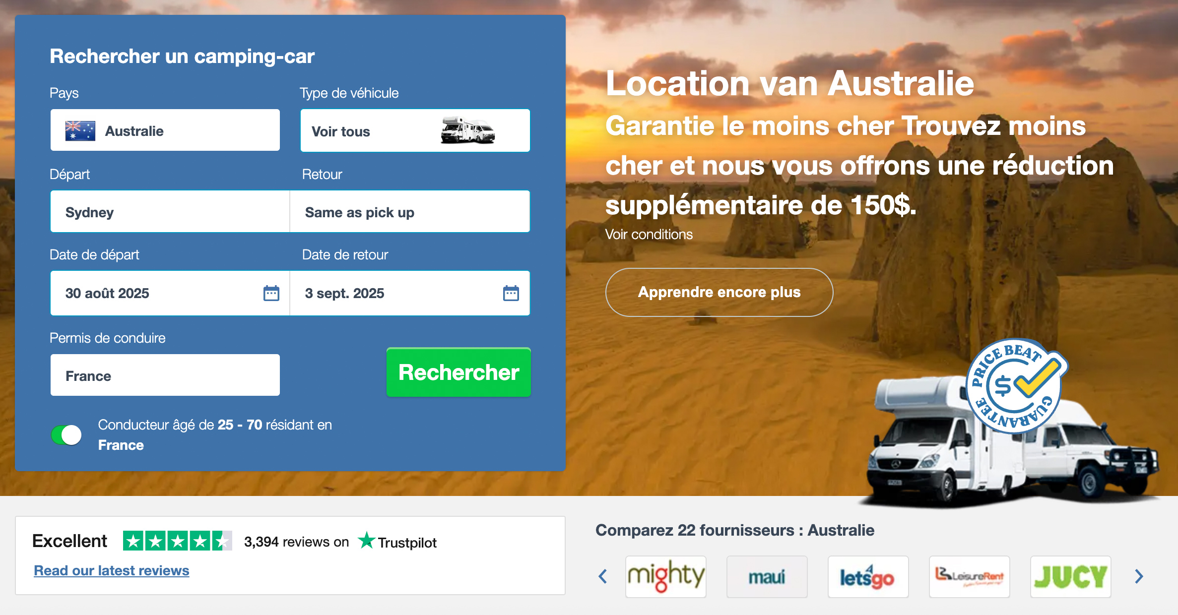 location van australie